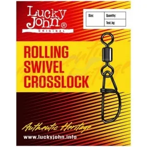Вертлюжок с застежкой Lucky John Roling Swivel Crosslock №1/0 55кг (10шт/уп)