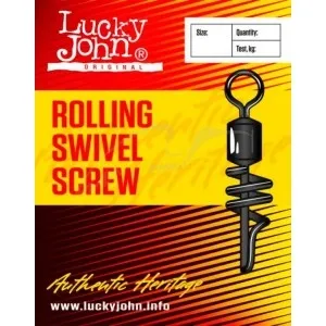 Вертлюжок с застежкой Lucky John Roling Swivel Screw №1/0 60кг (10шт/уп)