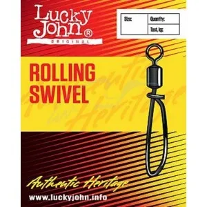 Вертлюжок с застежкой Lucky John Rolling Swivel (snap) №1/0 60кг (10шт/уп)