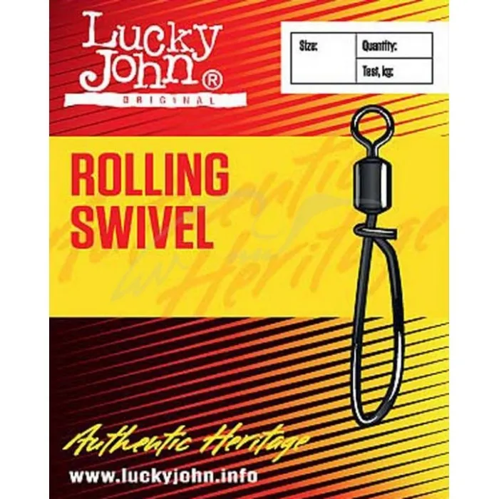 Вертлюжок с застежкой Lucky John Rolling Swivel (snap) №1/0 60кг (10шт/уп)