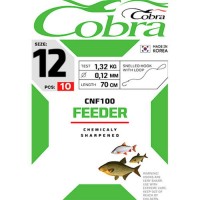 Крючки с поводком COBRA Feeder CNF100 70 см, 0.12 мм, разм. 12, 10шт