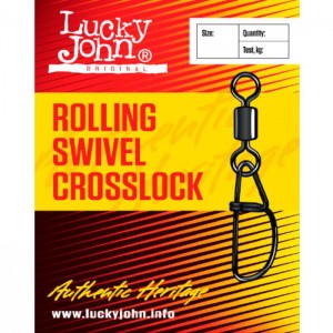 Вертлюжок с застежкой Lucky John Roling Swivel Crosslock №3/0 5шт