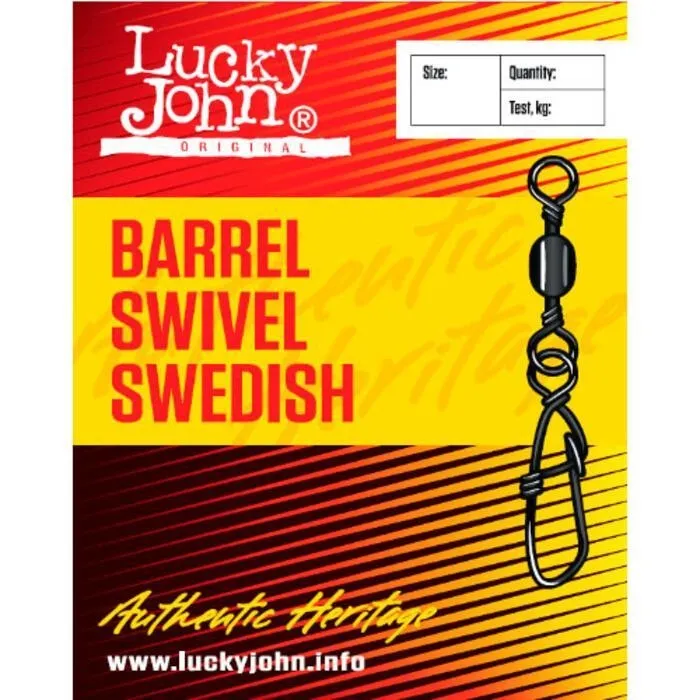 Вертлюжок с застежкой Lucky John Barrel Swivel Swedish 008 7шт