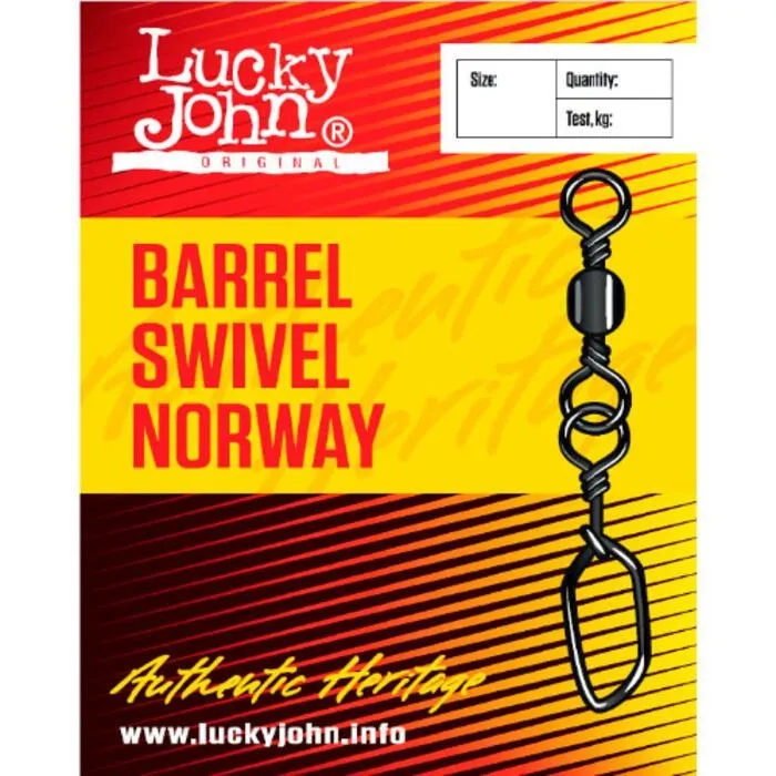 Вертлюжок с застежкой Lucky John Barrel Swivel Norway 006 7шт