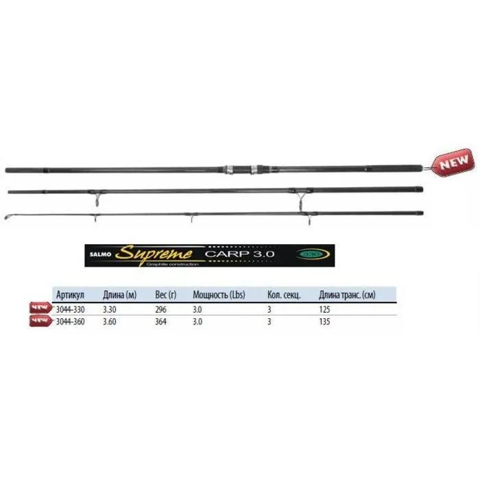 Удилище карповое Salmo Supreme Carp 3.30