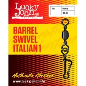 Вертлюжок с застежкой Lucky John Barrel Swivel Italian 1 005 7шт