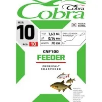 Крючки с поводком COBRA Feeder CNF100 70 см, 0.14 мм, разм. 10, 10шт
