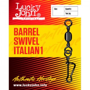 Вертлюжок с застежкой Lucky John Barrel Swivel Italian 1 001 5шт