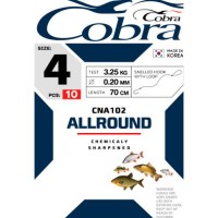 Крючки с поводком COBRA All Round 70 см, 0,20 мм, разм. 4, 10шт