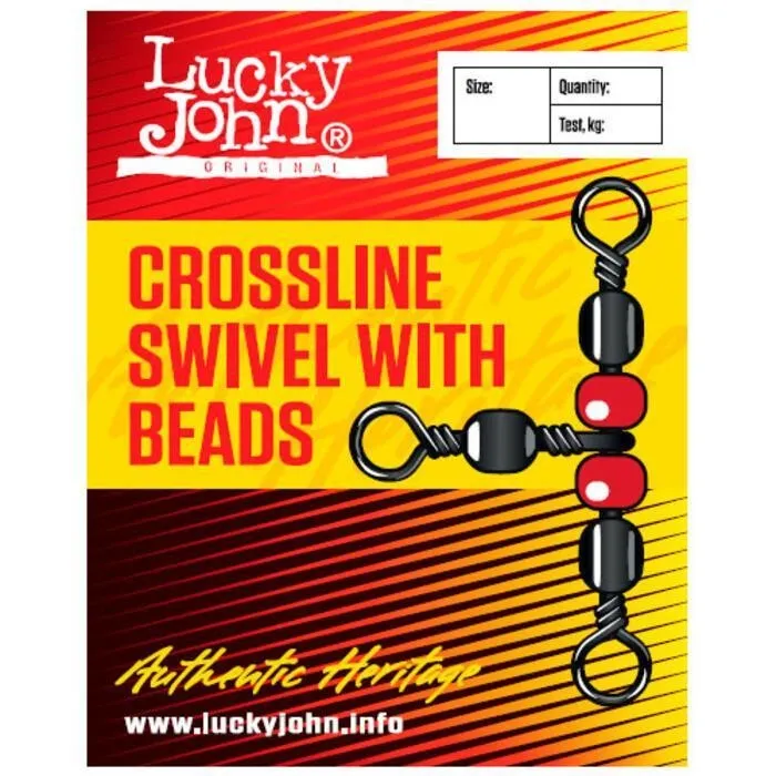 Вертлюжок трехсторонний с бусинкой Lucky John Crosline Swivel 5027-007 7 шт