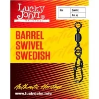 Вертлюжок с застежкой Lucky John Barrel Swivel Swedish 006 7шт